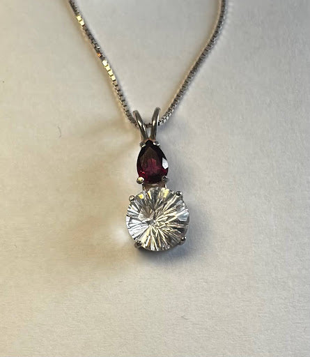 Clear Quartz Supernova with Rhodolite Garnet