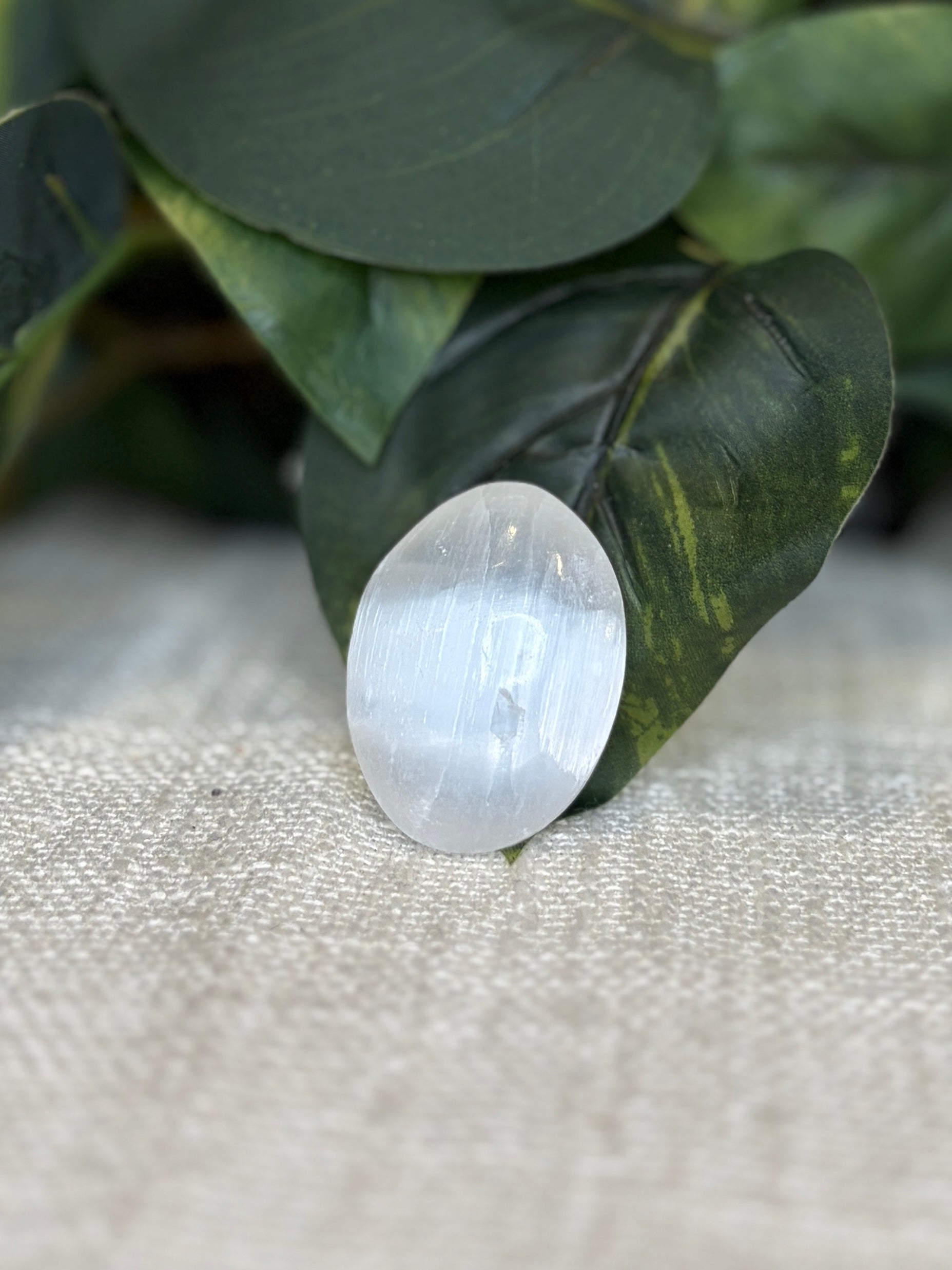 Selenite Palm Stone
