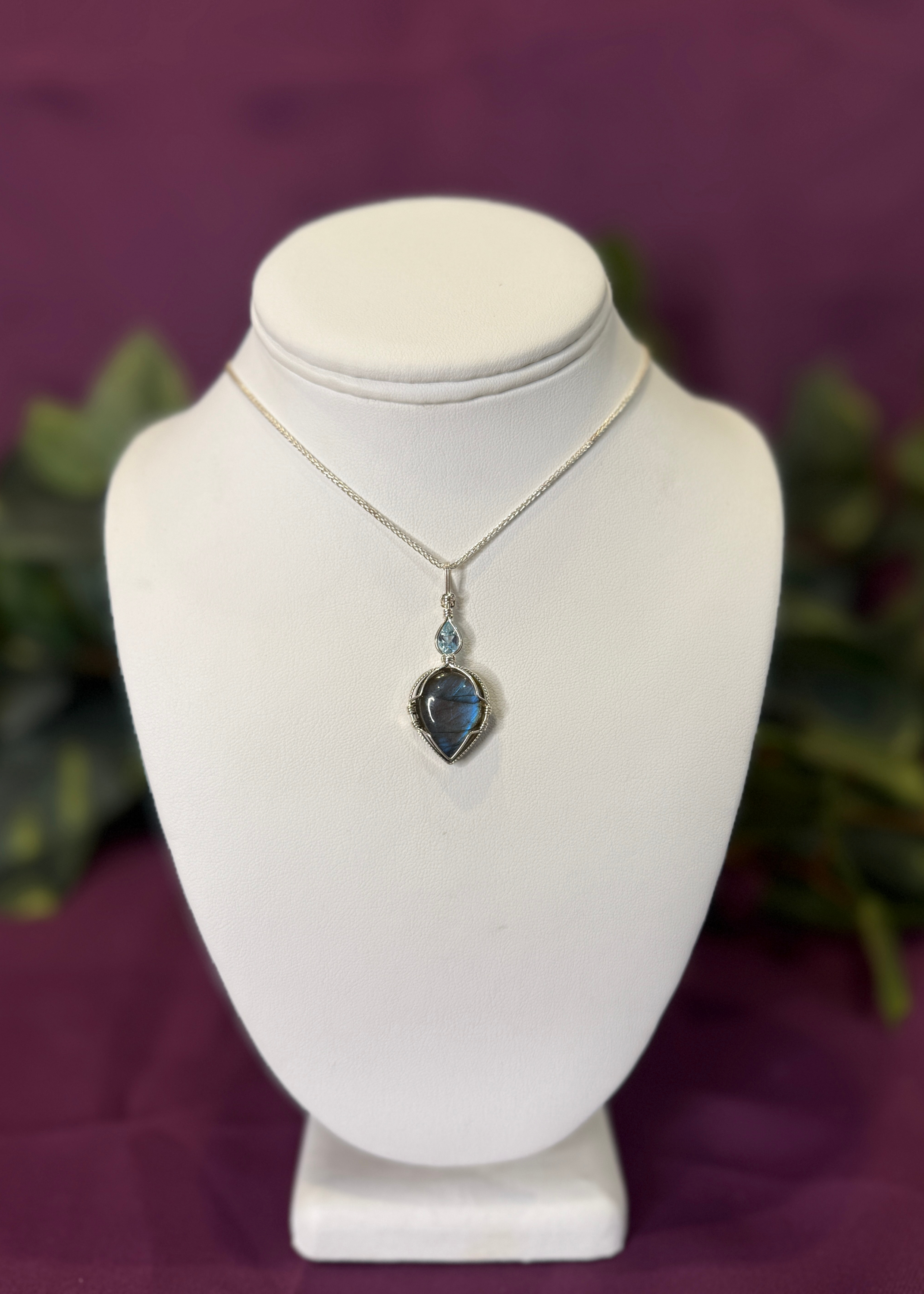 Aquamarine & Labradorite Pendant