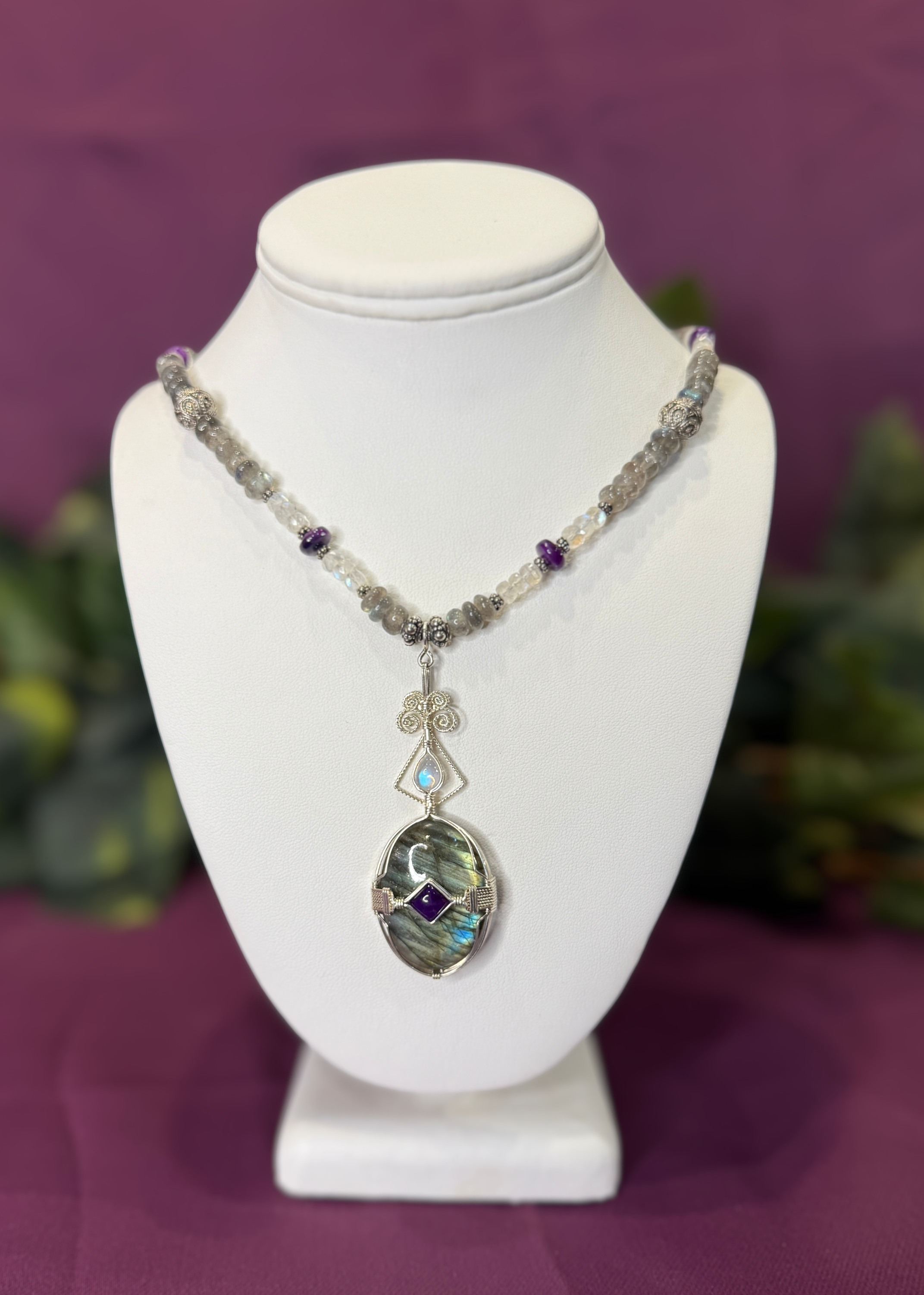 Moonstone, Sugilite & Labradorite Necklace
