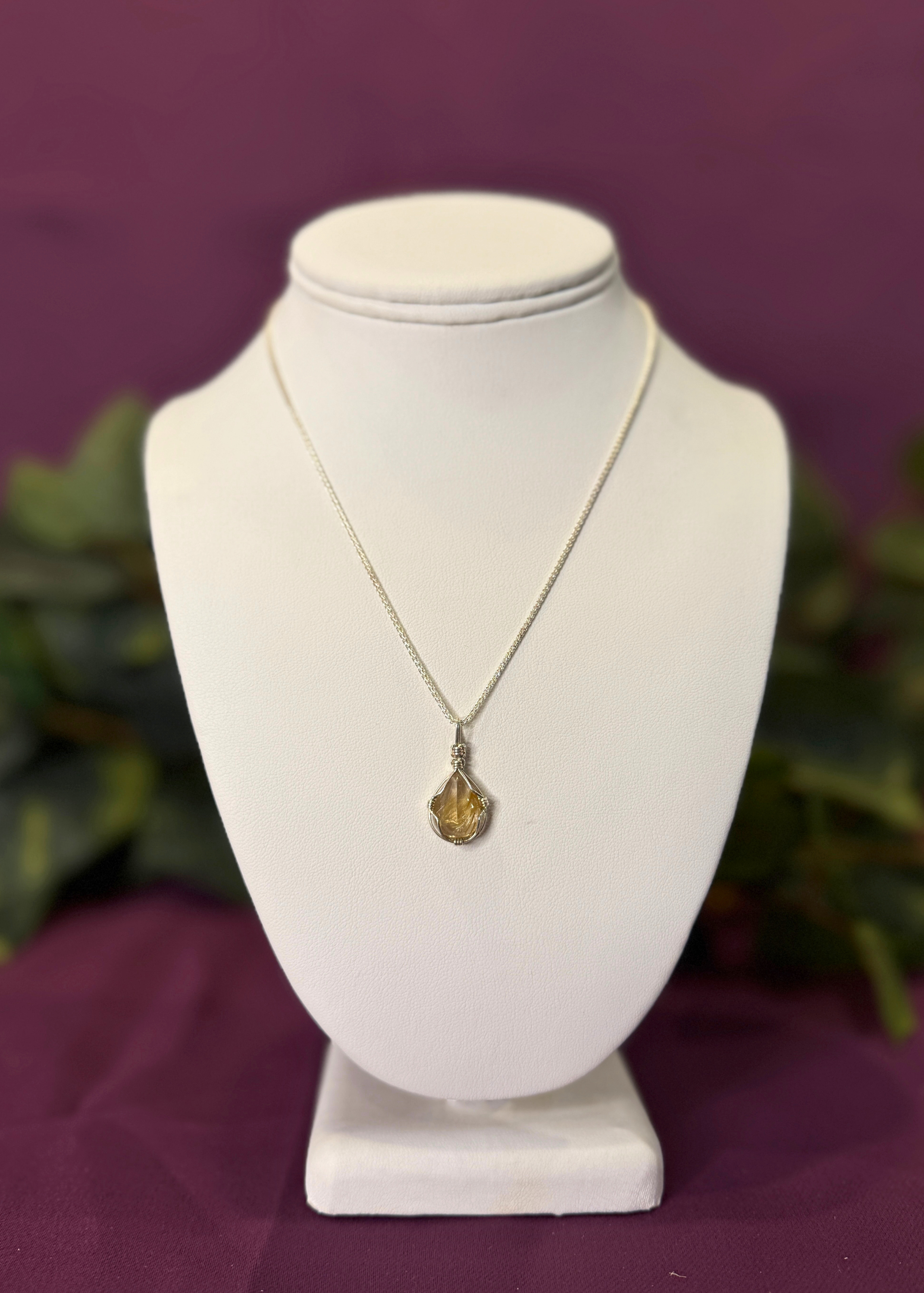 Rutiliated Quartz Teardrop Pendant