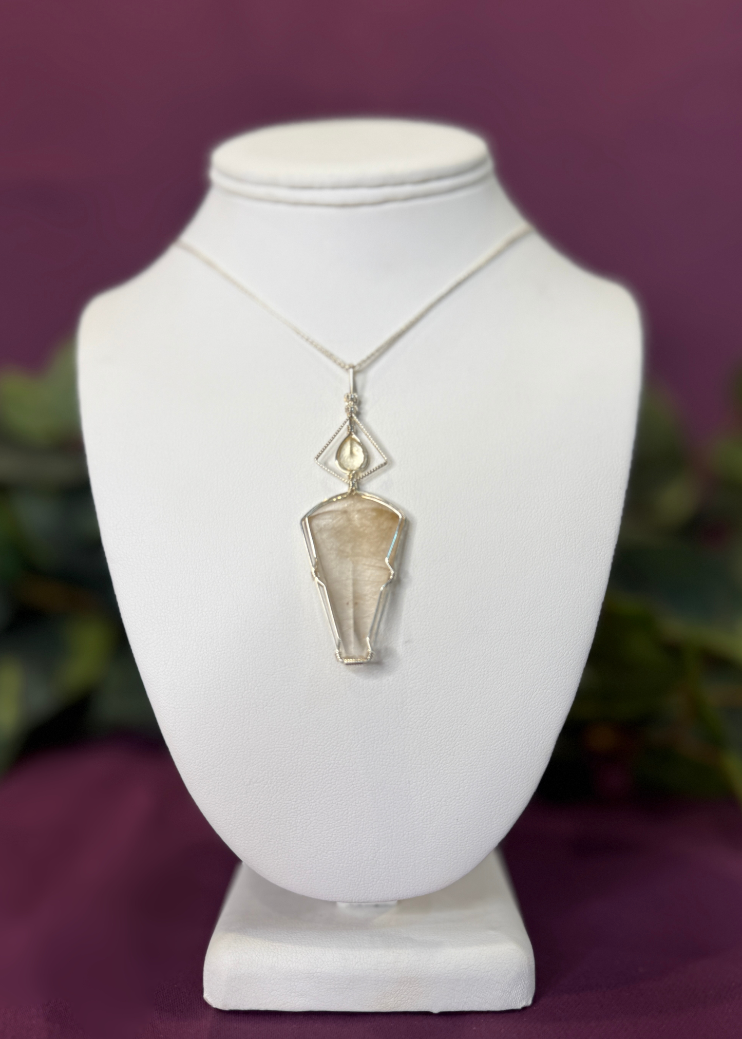 Yellow Beryl & Rutilated Quartz Pendant