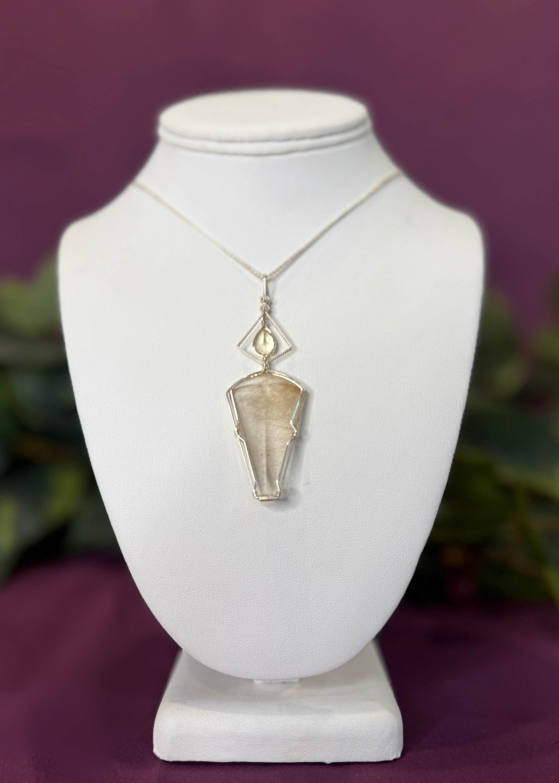 Yellow Beryl & Rutilated Quartz Pendant